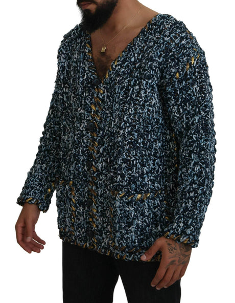 Dolce & Gabbana Blue Button Cardigan Fatto A Mano Sweater - Hilstor