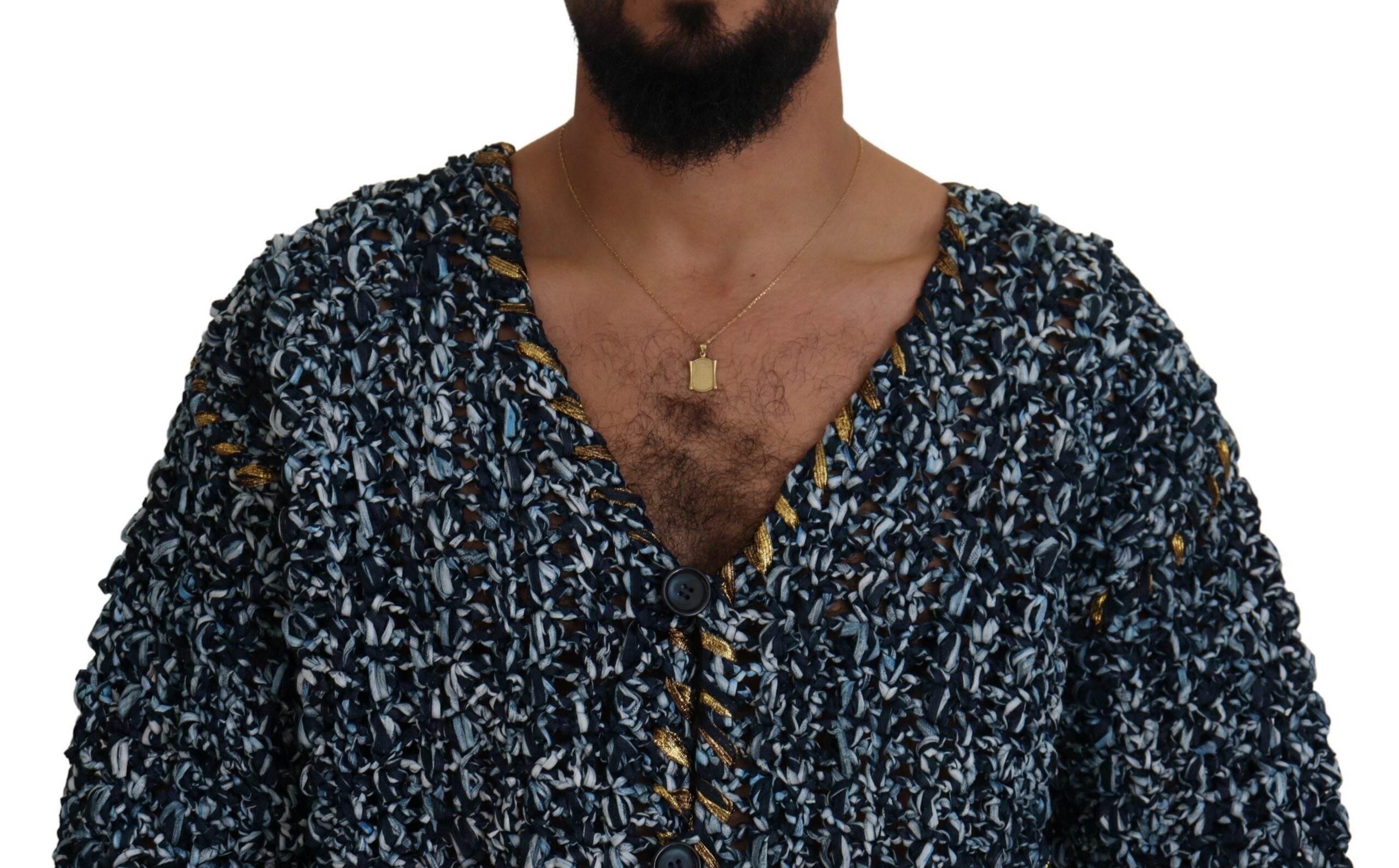 Dolce & Gabbana Blue Button Cardigan Fatto A Mano Sweater - Hilstor