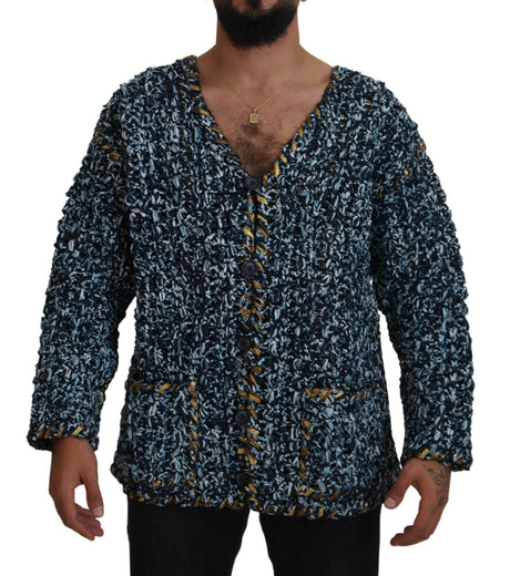 Dolce & Gabbana Blue Button Cardigan Fatto A Mano Sweater - Hilstor