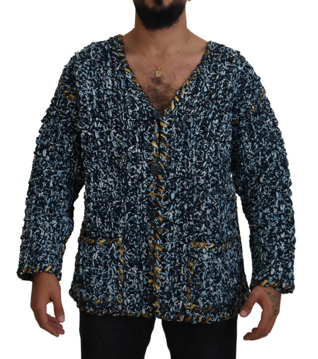 Dolce & Gabbana Blue Button Cardigan Fatto A Mano Sweater - Hilstor