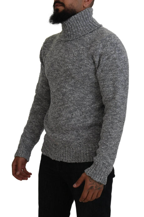 Dolce & Gabbana Gray Wool Knit Turtleneck Pullover Sweater - Hilstor