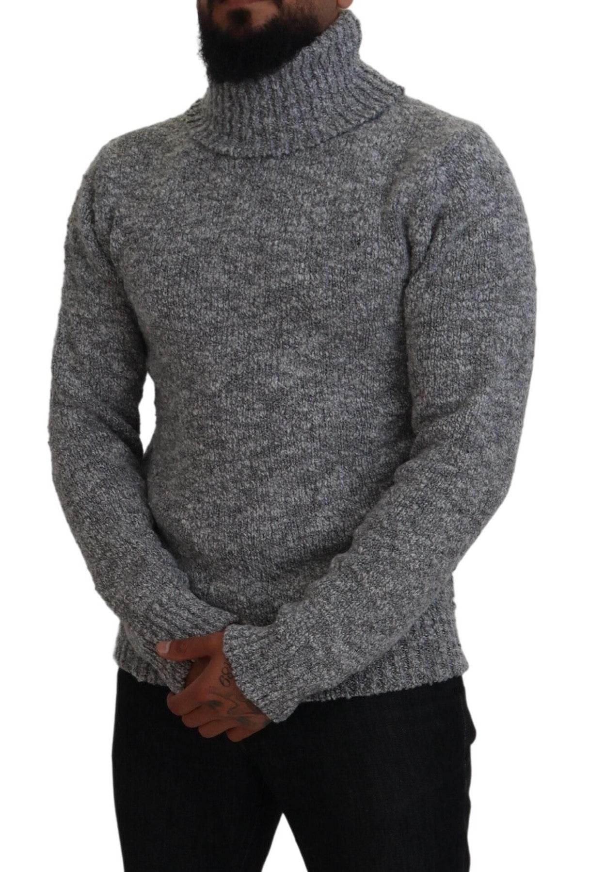 Dolce & Gabbana Gray Wool Knit Turtleneck Pullover Sweater - Hilstor