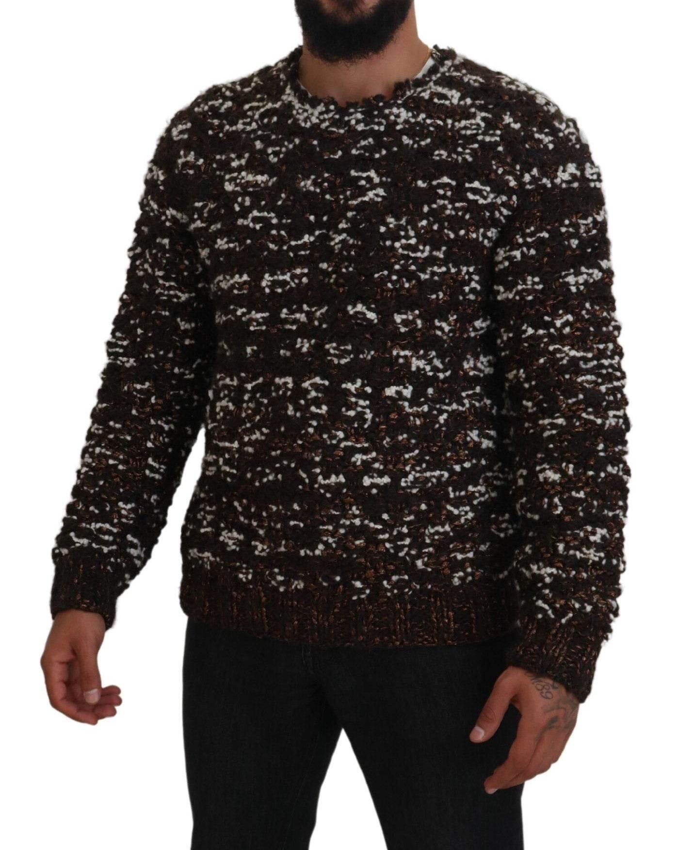 Dolce & Gabbana Brown Knitted Wool Fatto A Mano Sweater - Hilstor
