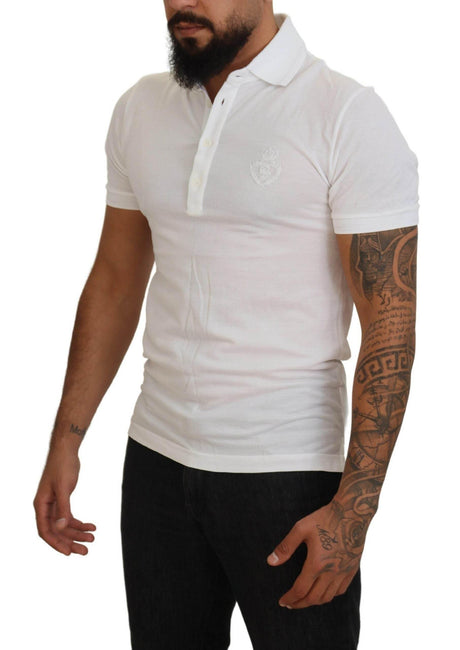 Dolce & Gabbana Elegant White Cotton Blend Polo - Hilstor
