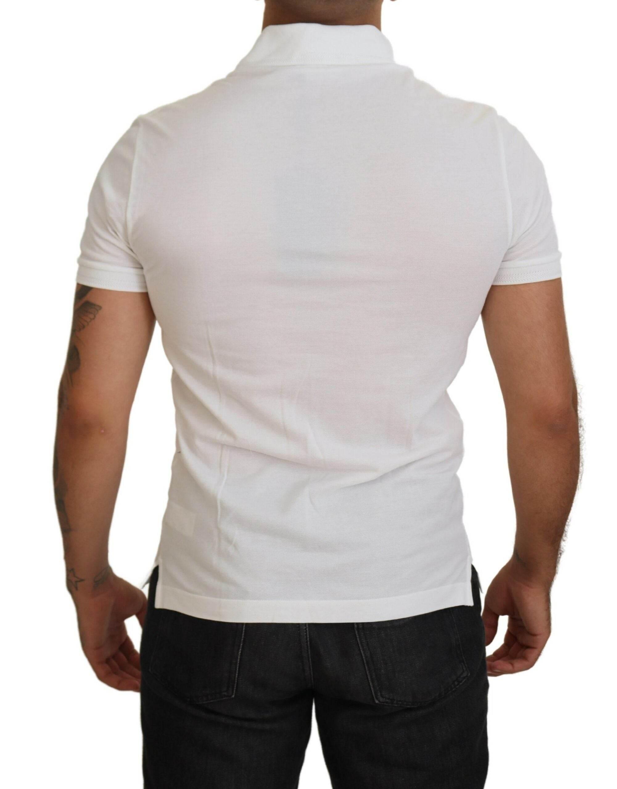 Dolce & Gabbana Elegant White Cotton Blend Polo - Hilstor