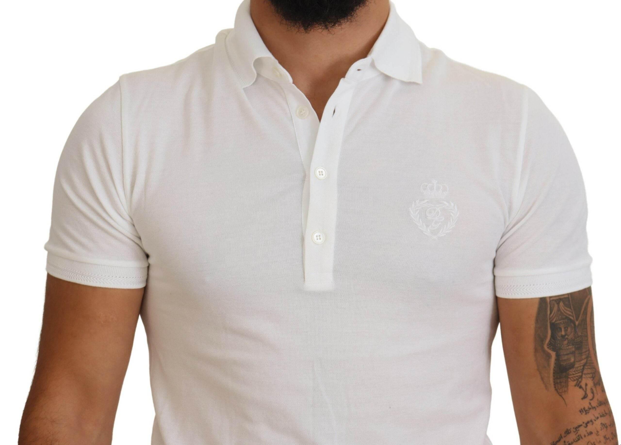 Dolce & Gabbana Elegant White Cotton Blend Polo - Hilstor