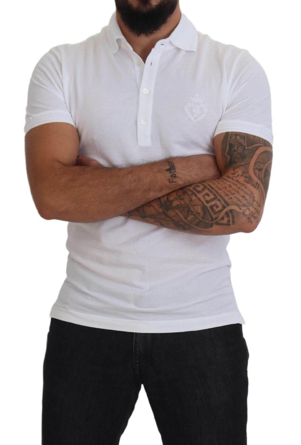Dolce & Gabbana Elegant White Cotton Blend Polo - Hilstor