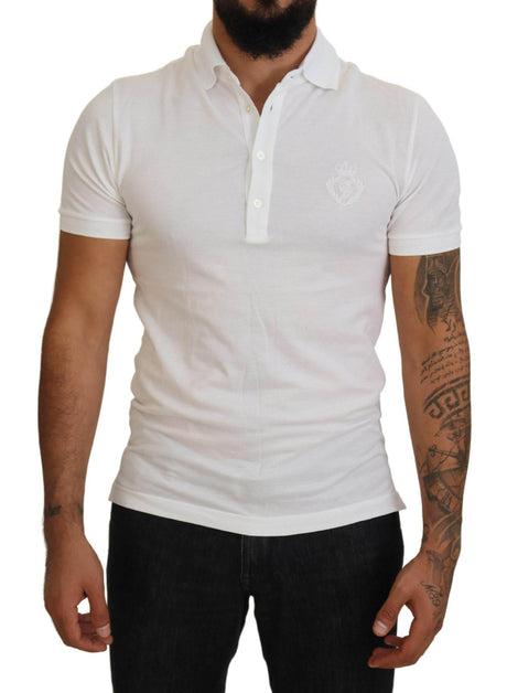 Dolce & Gabbana Elegant White Cotton Blend Polo - Hilstor