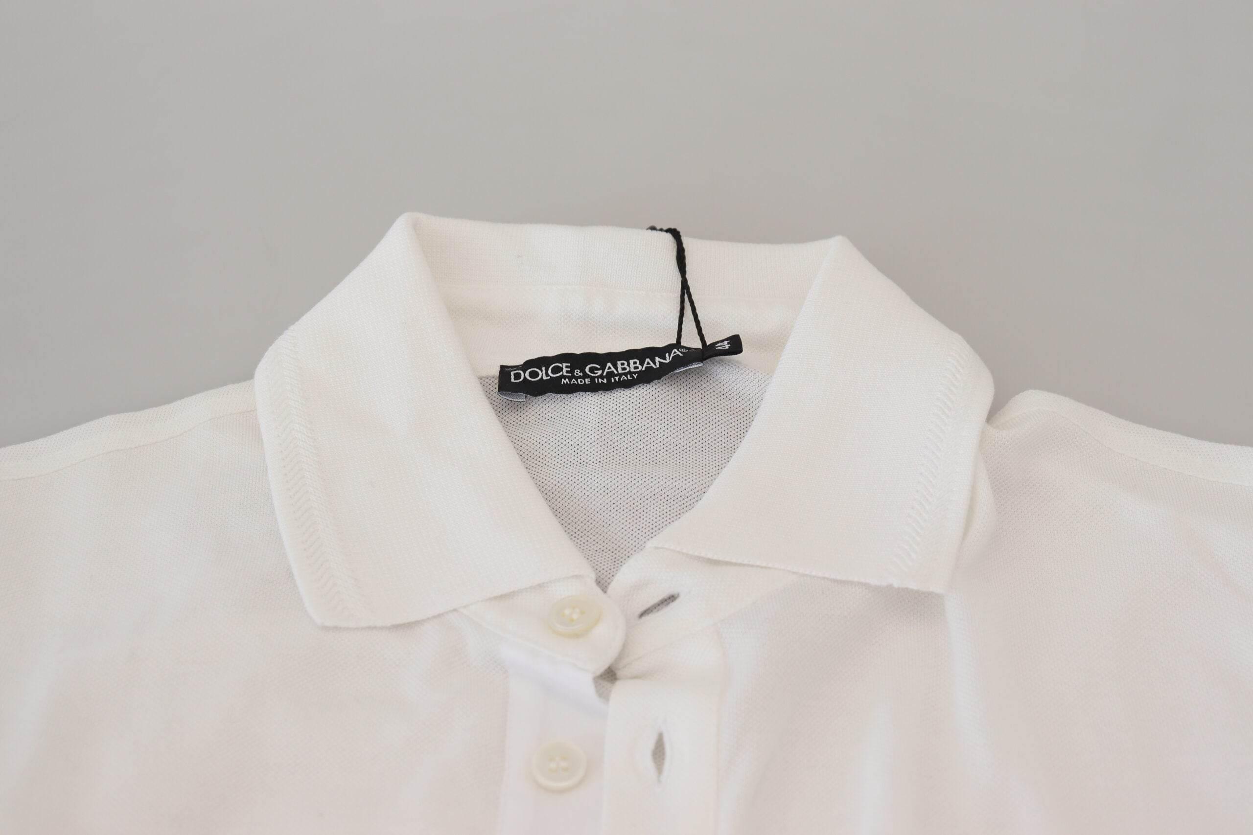 Dolce & Gabbana Elegant White Cotton Blend Polo - Hilstor