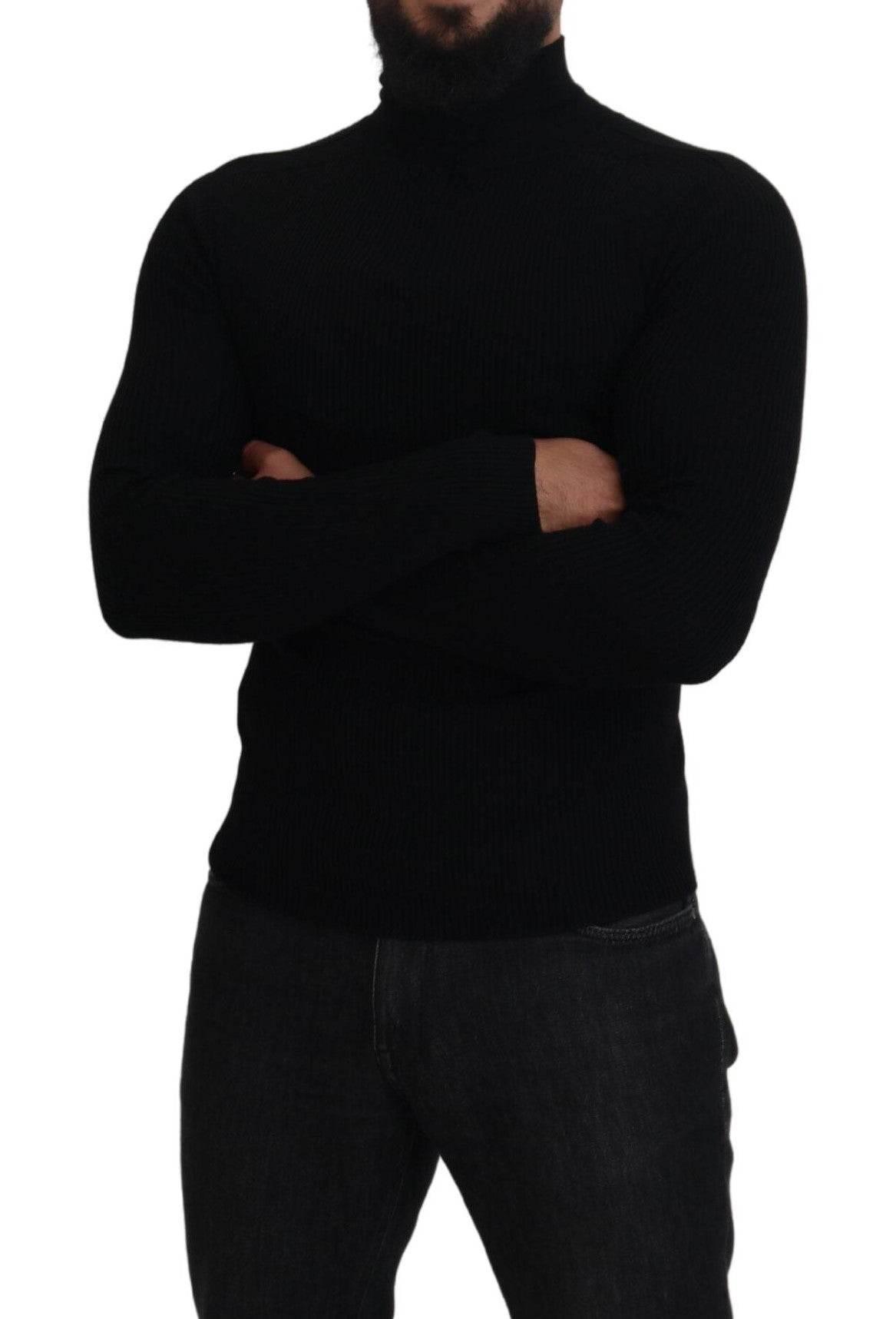 Dolce & Gabbana Black Half Zip Turtleneck Pullover Sweater - Hilstor