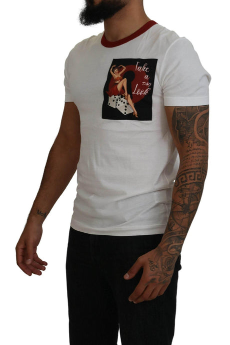 Dolce & Gabbana Cotton White Logo Print Crewneck T-shirt - Hilstor
