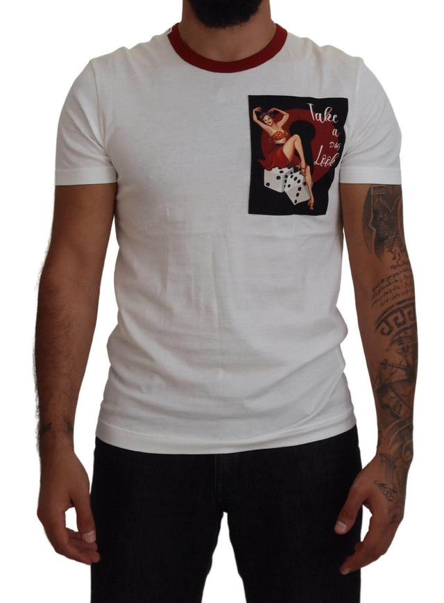 Dolce & Gabbana Cotton White Logo Print Crewneck T-shirt - Hilstor