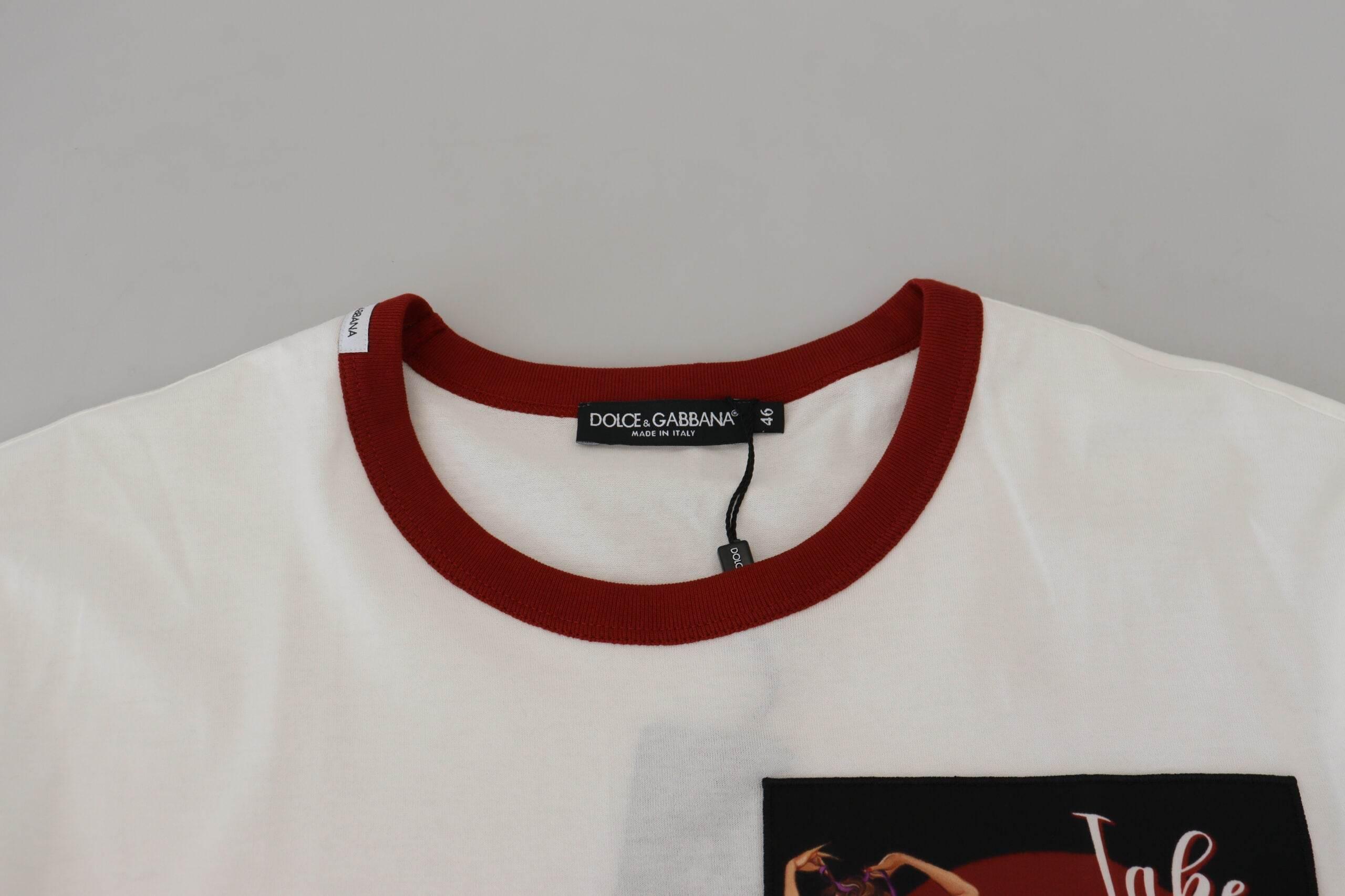 Dolce & Gabbana Cotton White Logo Print Crewneck T-shirt - Hilstor