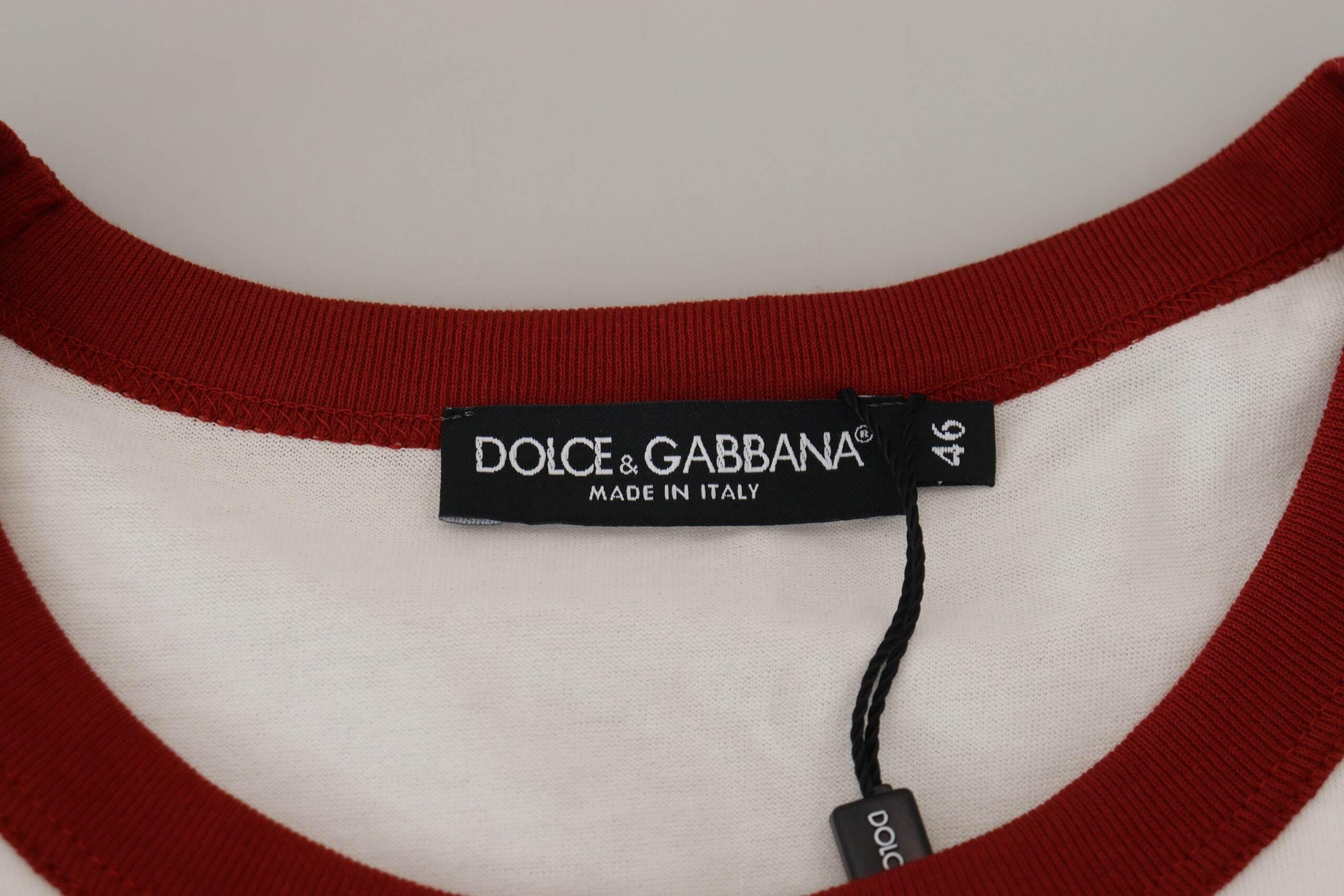 Dolce & Gabbana Cotton White Logo Print Crewneck T-shirt - Hilstor