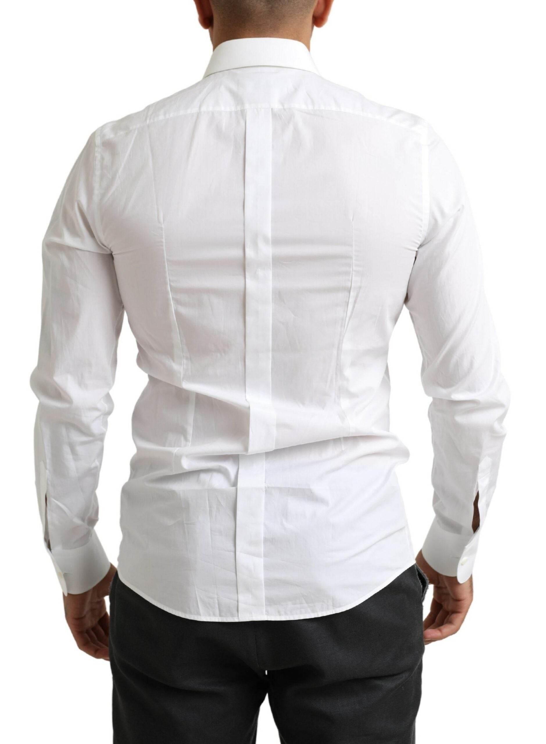 Dolce & Gabbana White Tuxedo Slim Fit Baroque Shirt - Hilstor