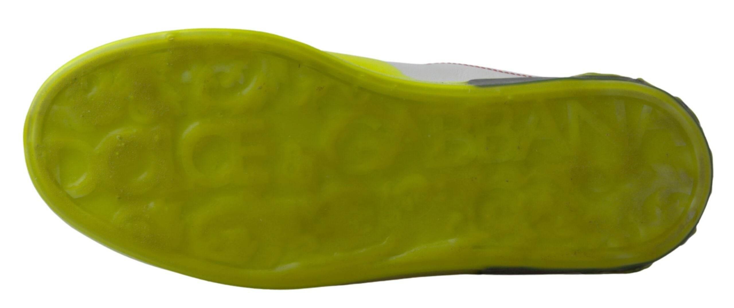 Dolce & Gabbana White Yellow Portofino Leather Sneakers Shoes - Hilstor