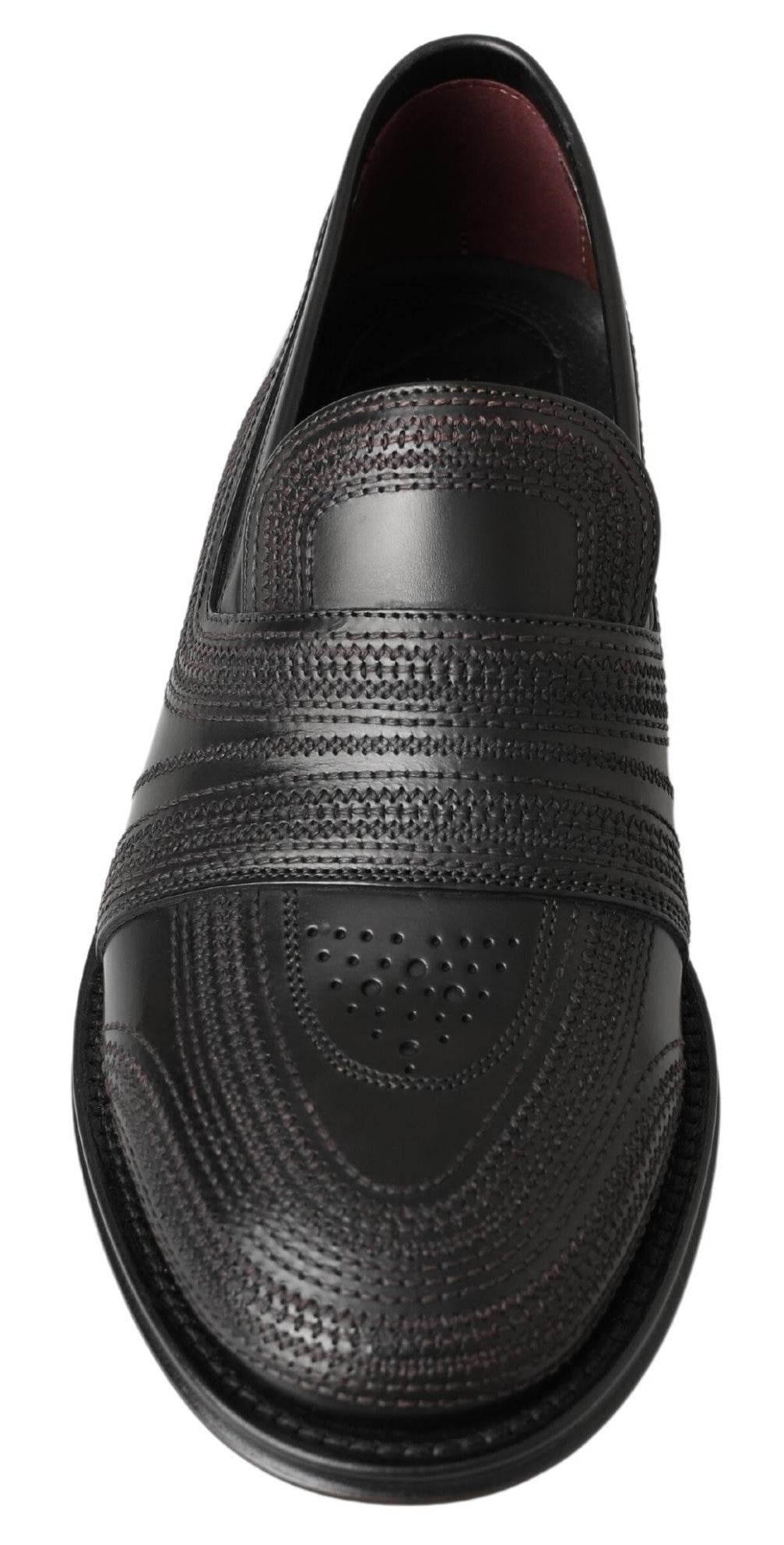 Dolce & Gabbana Elegant Black Leather Slipper Loafers - Hilstor