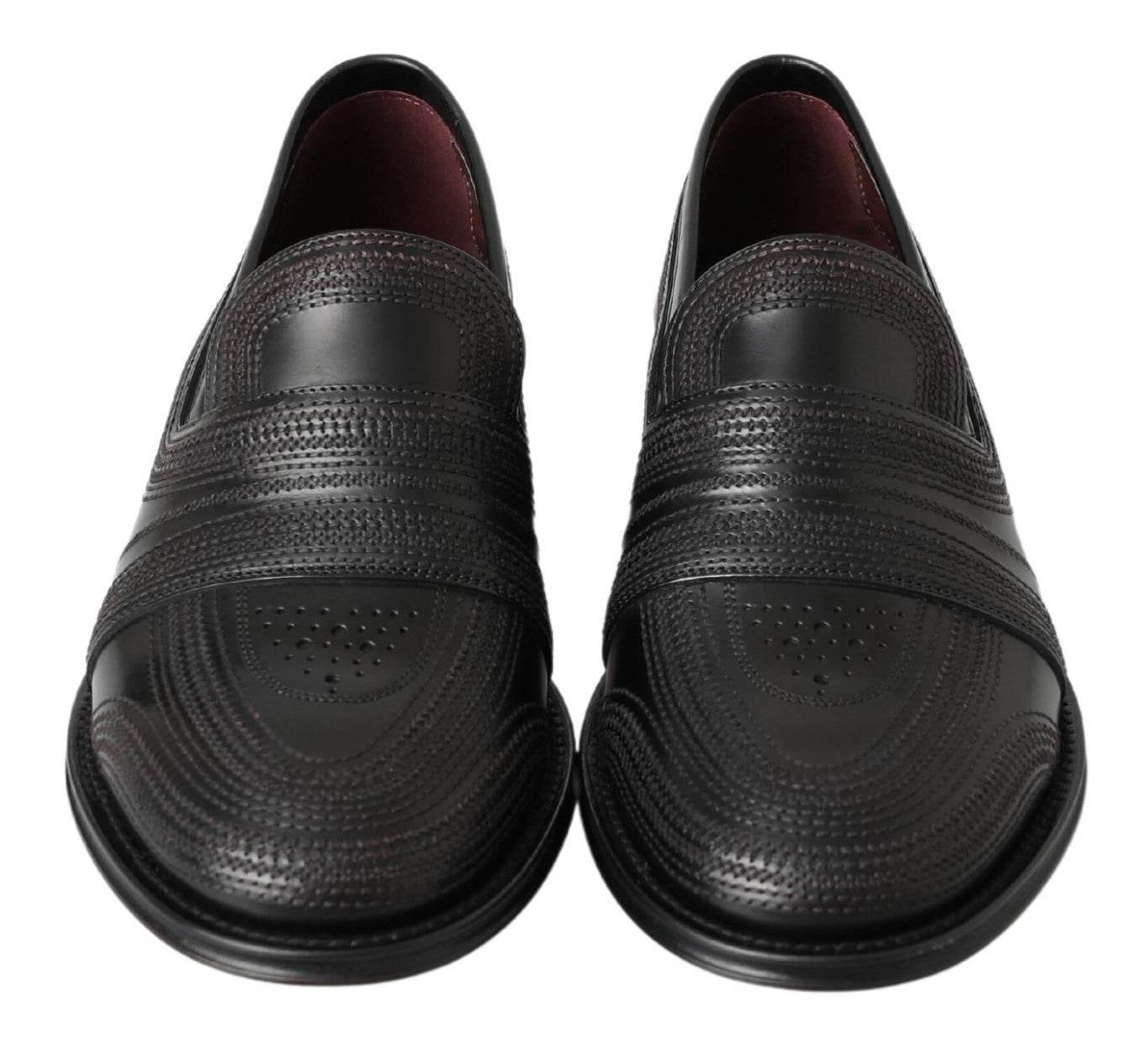 Dolce & Gabbana Elegant Black Leather Slipper Loafers - Hilstor
