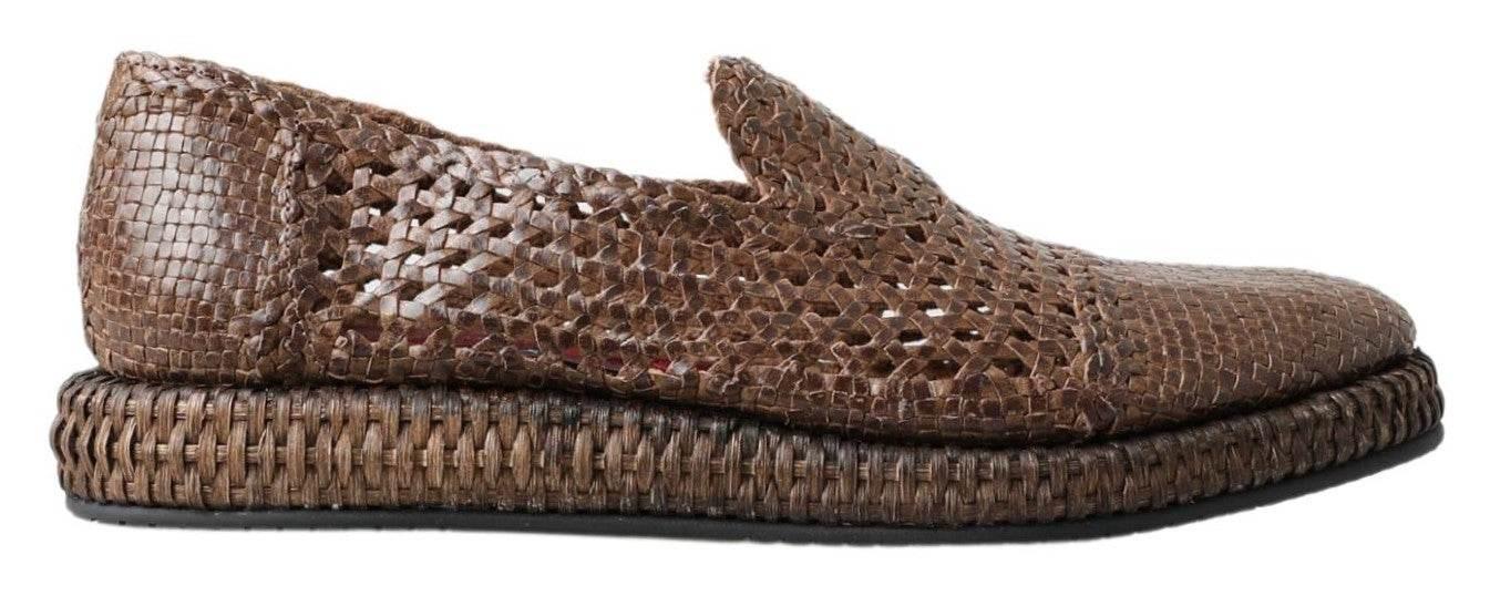 Dolce & Gabbana Elegant Leather Slipper Loafers in Brown - Hilstor