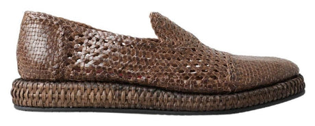 Dolce & Gabbana Elegant Leather Slipper Loafers in Brown - Hilstor
