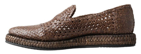Dolce & Gabbana Elegant Leather Slipper Loafers in Brown - Hilstor