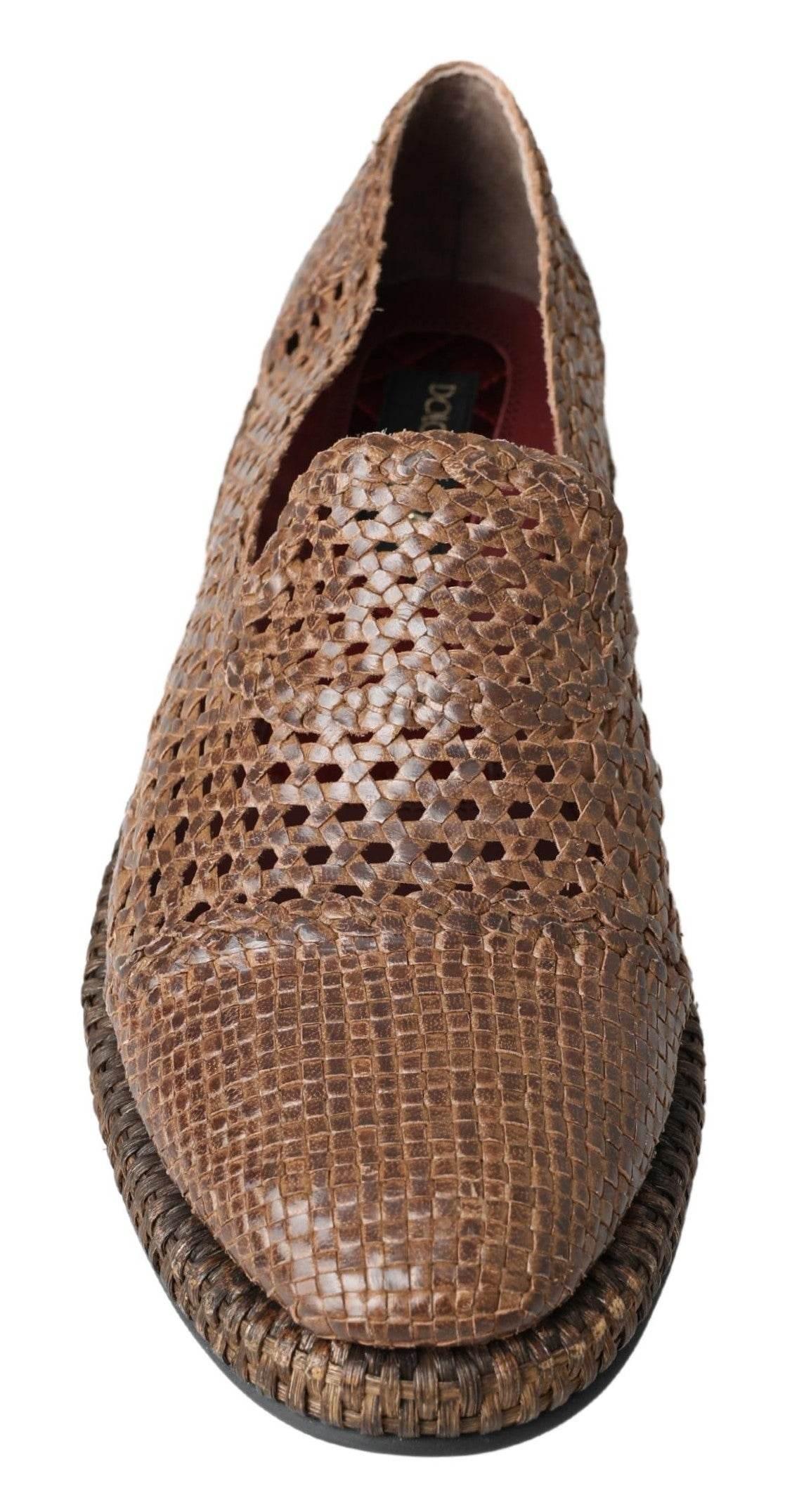 Dolce & Gabbana Elegant Leather Slipper Loafers in Brown - Hilstor
