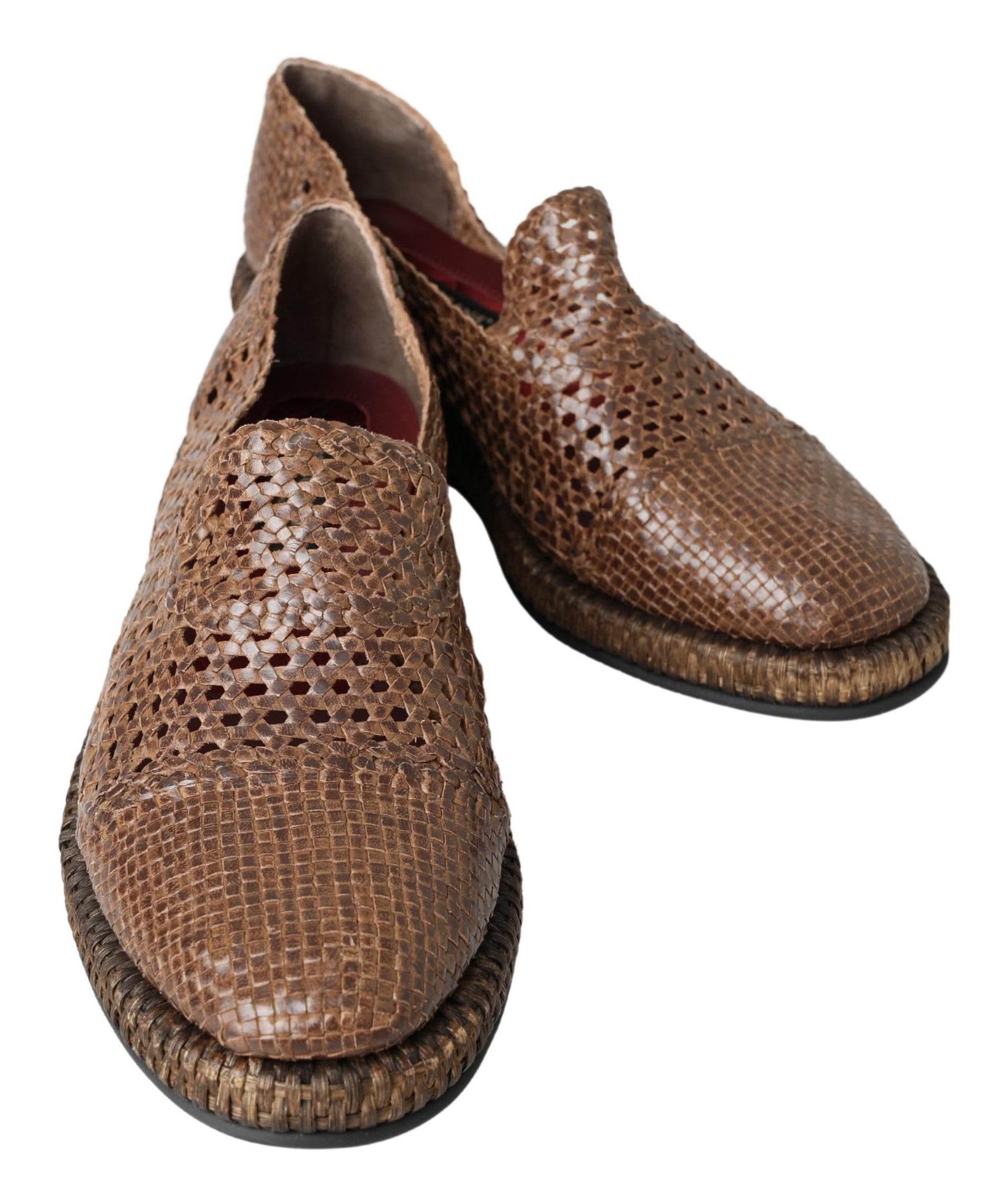 Dolce & Gabbana Elegant Leather Slipper Loafers in Brown - Hilstor