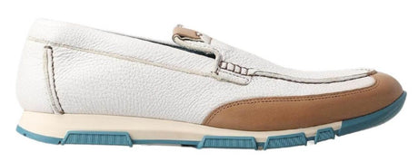 Dolce & Gabbana Elegant White Leather Slipper Loafers - Hilstor