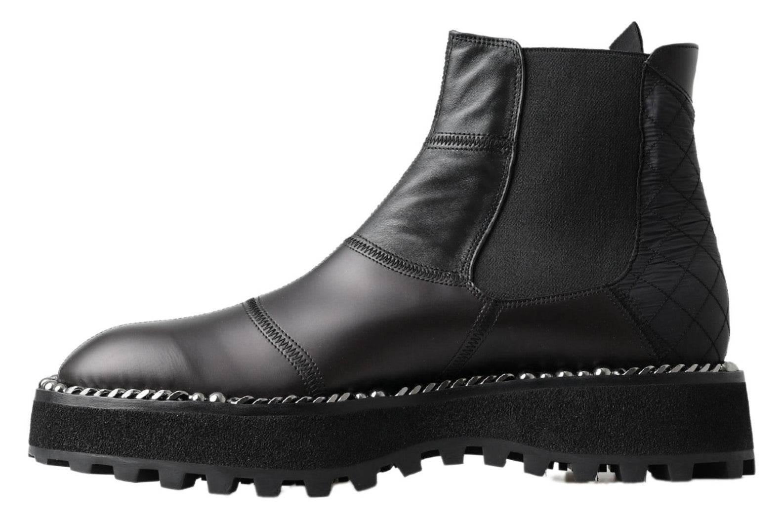 Dolce & Gabbana Elegant Black Ankle Stretch Slip On Boots - Hilstor