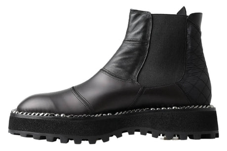 Dolce & Gabbana Elegant Black Ankle Stretch Slip On Boots - Hilstor