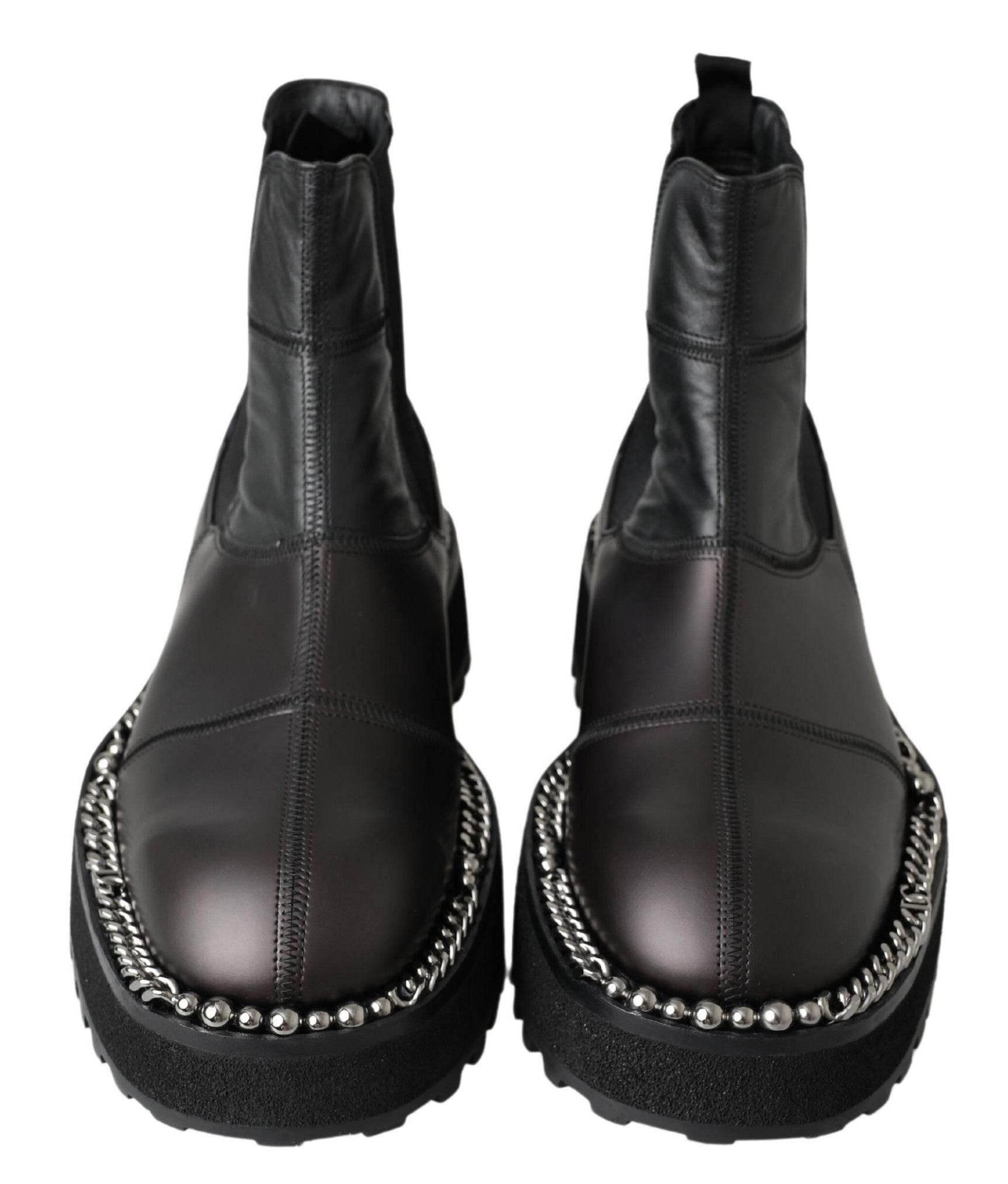 Dolce & Gabbana Elegant Black Ankle Stretch Slip On Boots - Hilstor