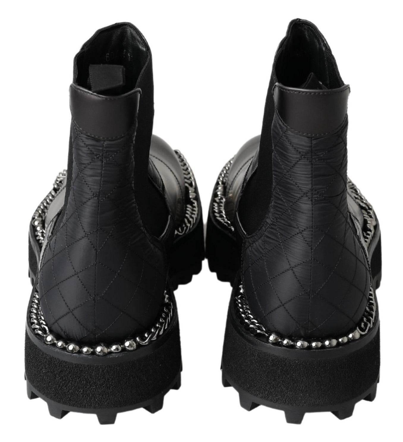 Dolce & Gabbana Elegant Black Ankle Stretch Slip On Boots - Hilstor