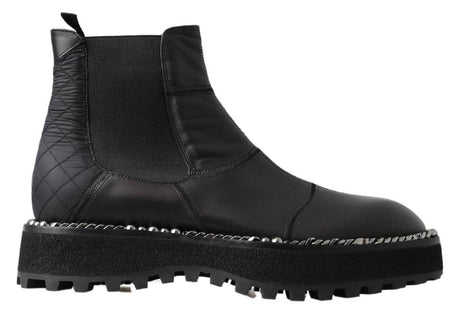 Dolce & Gabbana Elegant Black Ankle Stretch Slip On Boots - Hilstor