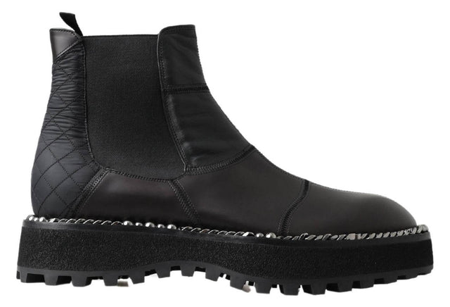 Dolce & Gabbana Elegant Black Ankle Stretch Slip On Boots - Hilstor