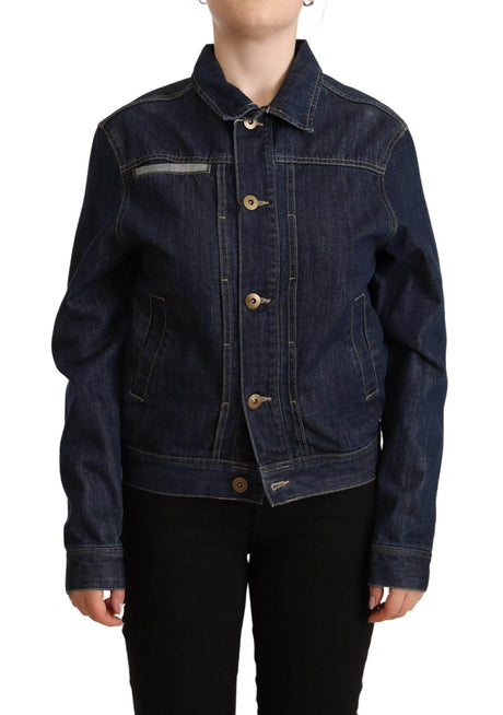 Master Coat Dark Blue Button Down Long Sleeves Denim Jacket - Hilstor