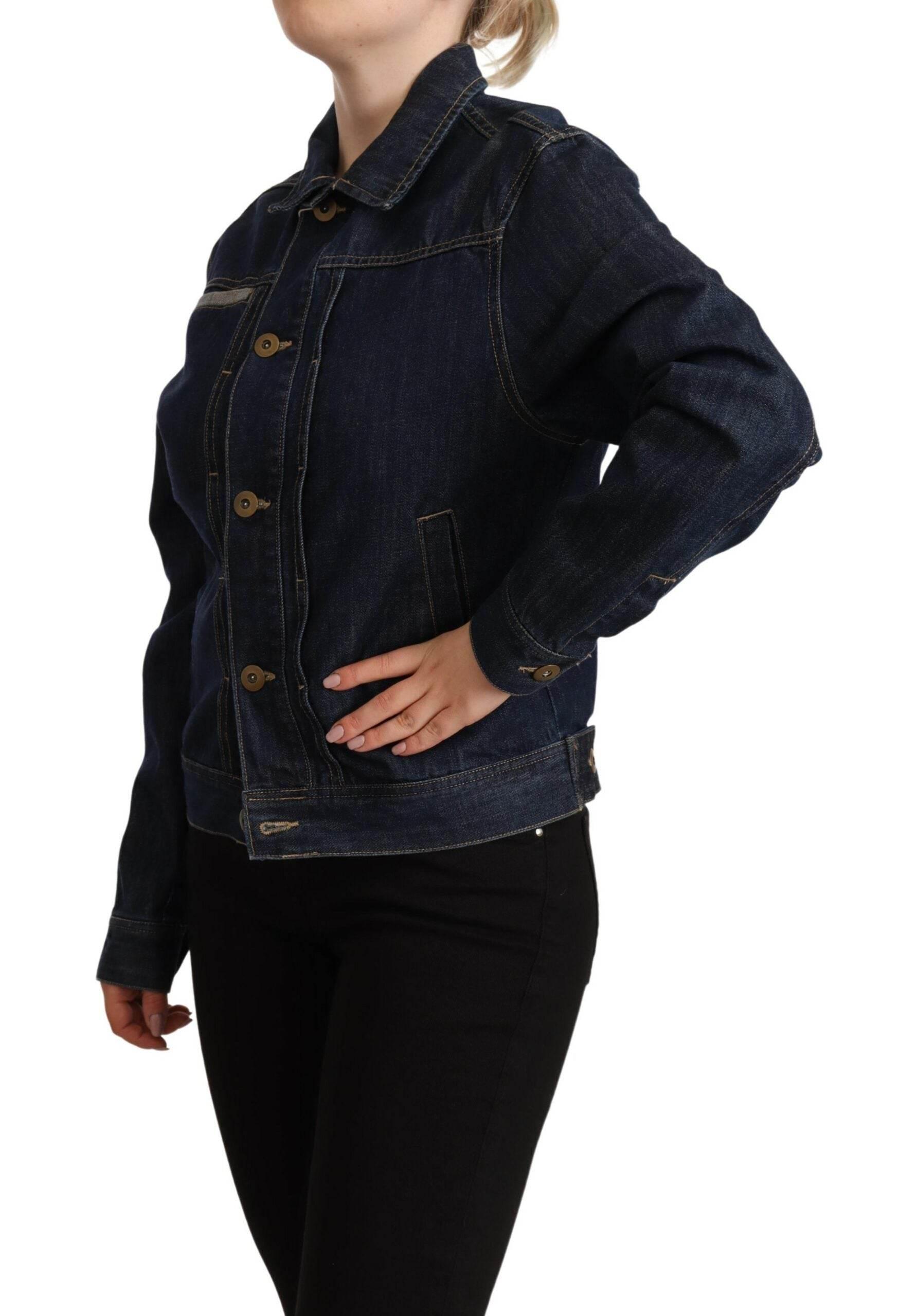 Master Coat Dark Blue Button Down Long Sleeves Denim Jacket - Hilstor