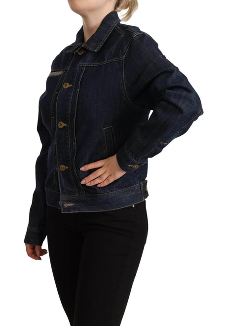 Master Coat Dark Blue Button Down Long Sleeves Denim Jacket - Hilstor
