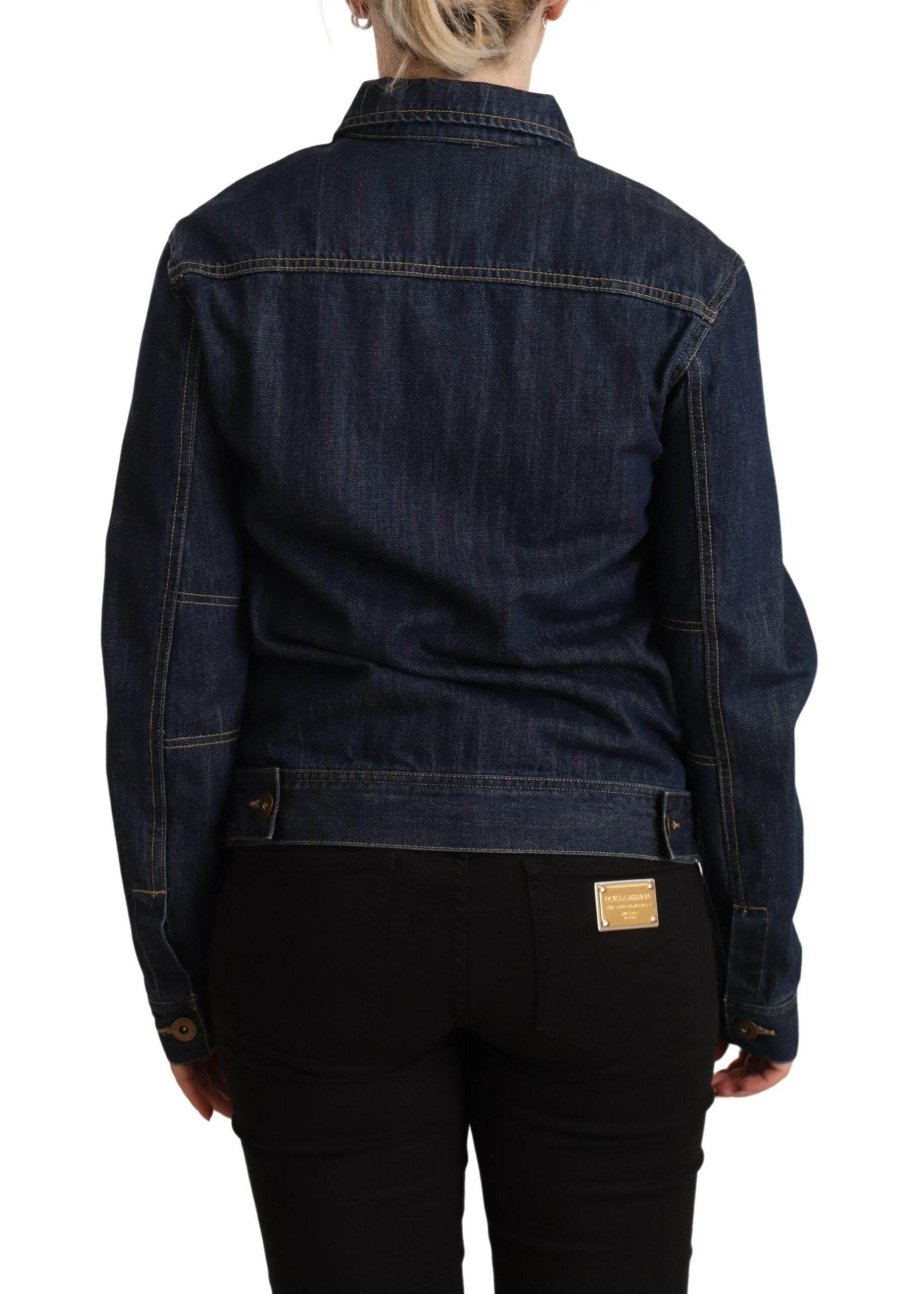 Master Coat Dark Blue Button Down Long Sleeves Denim Jacket - Hilstor
