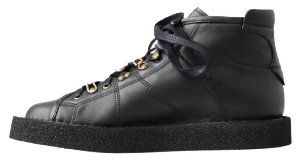 Dolce & Gabbana Elegant Ankle Boots with Silver Chain Detail - Hilstor