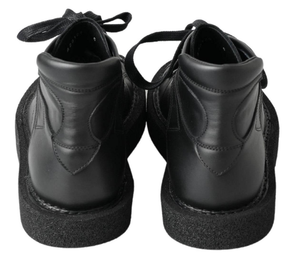 Dolce & Gabbana Elegant Ankle Boots with Silver Chain Detail - Hilstor