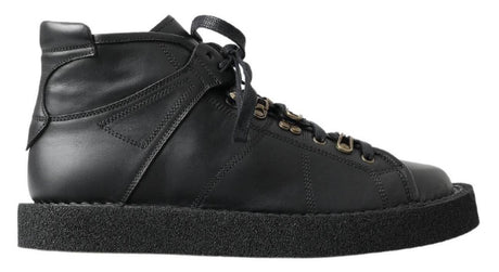 Dolce & Gabbana Elegant Ankle Boots with Silver Chain Detail - Hilstor