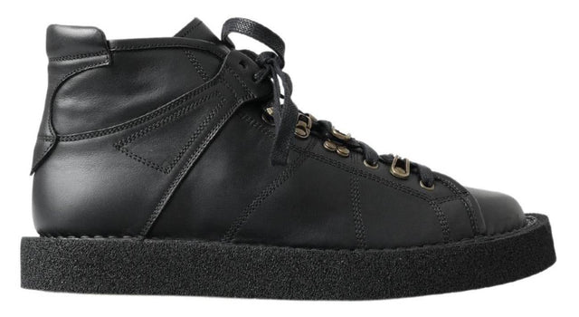 Dolce & Gabbana Elegant Ankle Boots with Silver Chain Detail - Hilstor