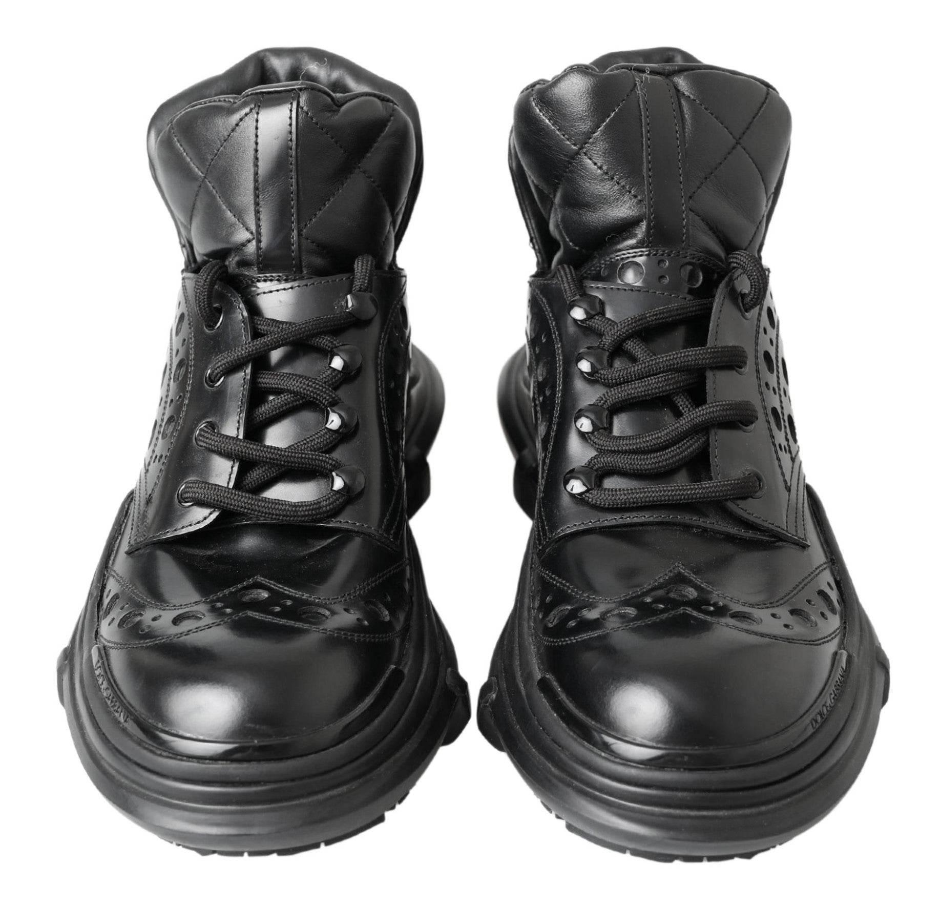 Dolce & Gabbana Elegant Black Leather Ankle Boots - Hilstor