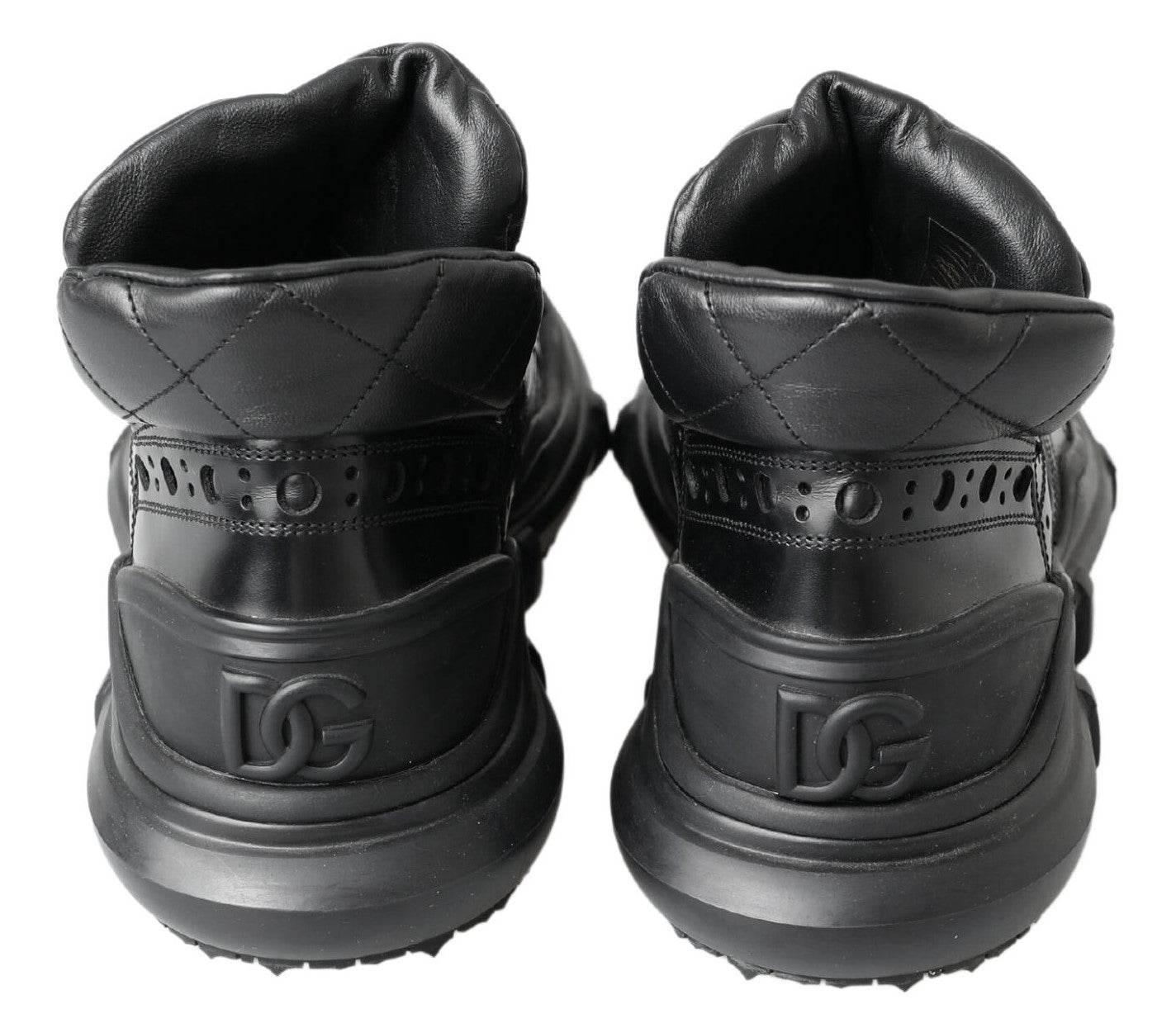 Dolce & Gabbana Elegant Black Leather Ankle Boots - Hilstor