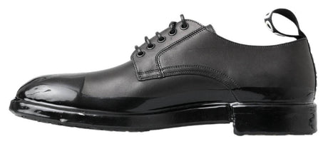 Dolce & Gabbana Elegant Derby Lace-Up Leather Shoes in Black - Hilstor