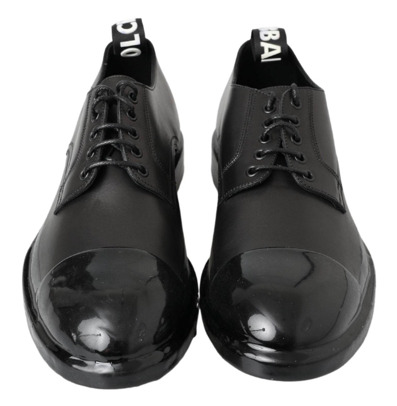 Dolce & Gabbana Elegant Derby Lace-Up Leather Shoes in Black - Hilstor