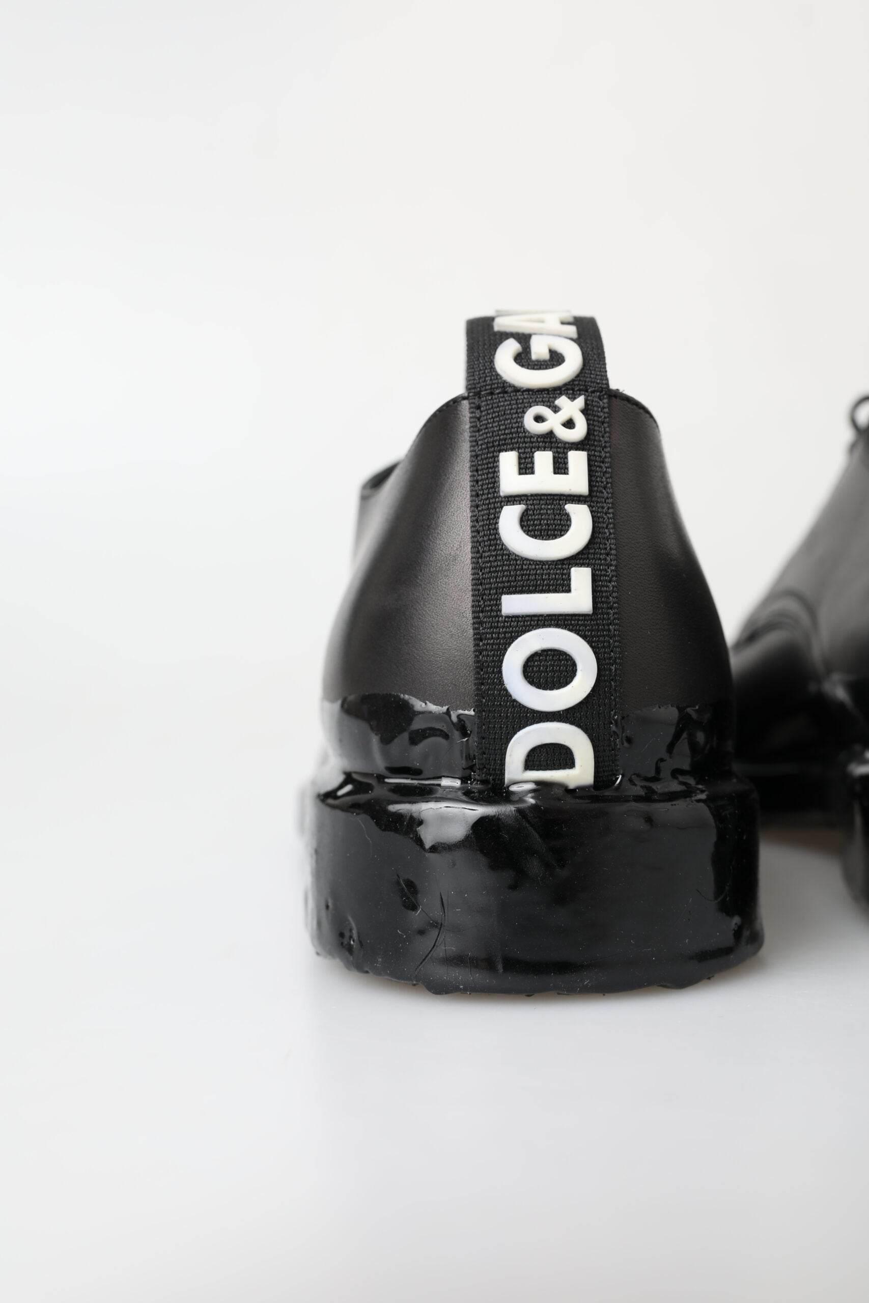Dolce & Gabbana Elegant Derby Lace-Up Leather Shoes in Black - Hilstor