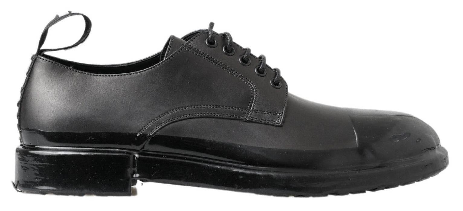 Dolce & Gabbana Elegant Derby Lace-Up Leather Shoes in Black - Hilstor