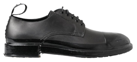 Dolce & Gabbana Elegant Derby Lace-Up Leather Shoes in Black - Hilstor