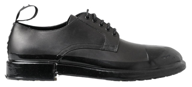 Dolce & Gabbana Elegant Derby Lace-Up Leather Shoes in Black - Hilstor